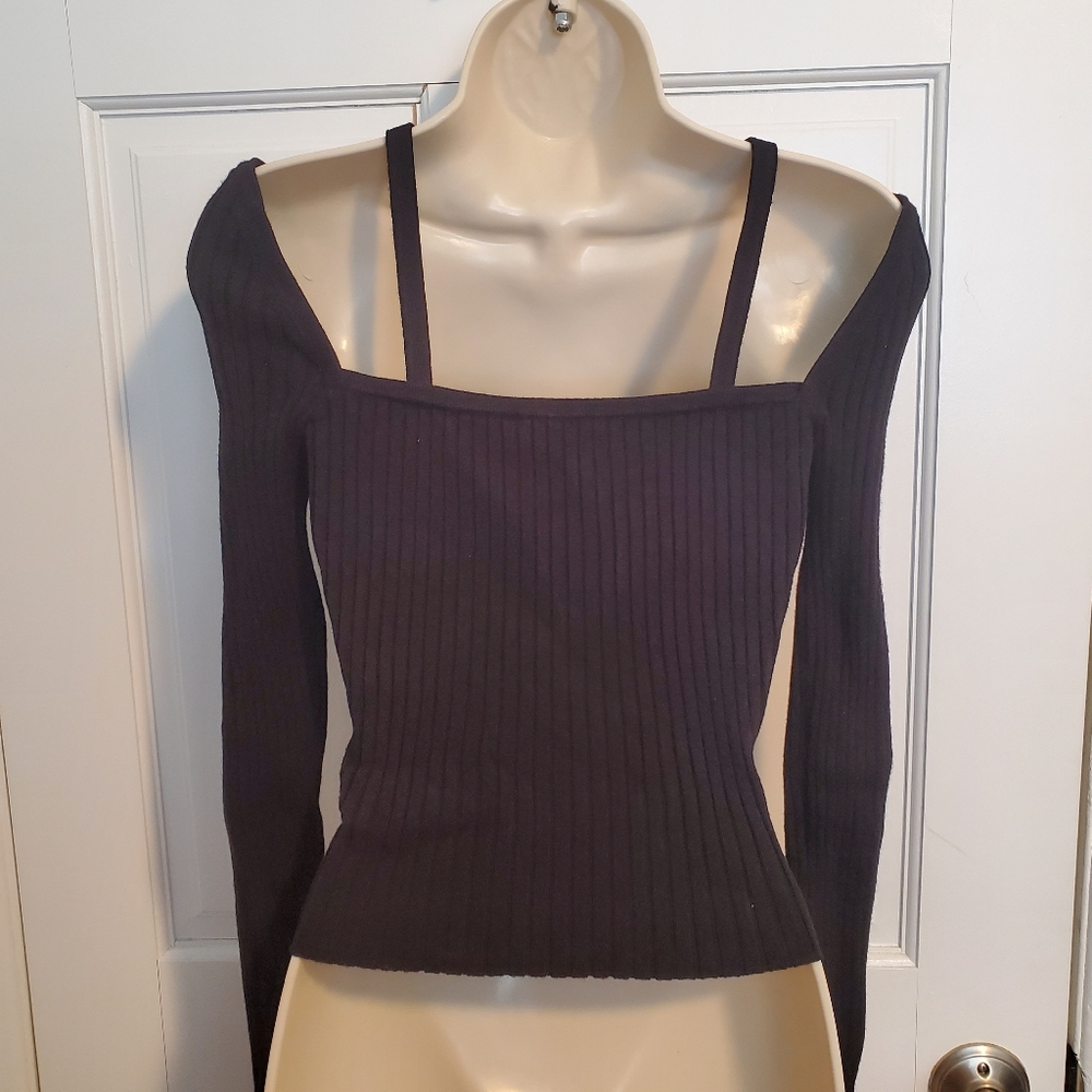 Astr The Label Black Ribbed Cross-Strap Ribbed Sweater - Picture 4 of 8